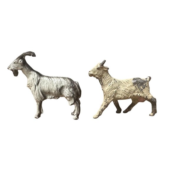Vintage Lead Figures 2 Goats 1950s Vintage Lead Toys 1.75" Tall - Picture 2 of 7